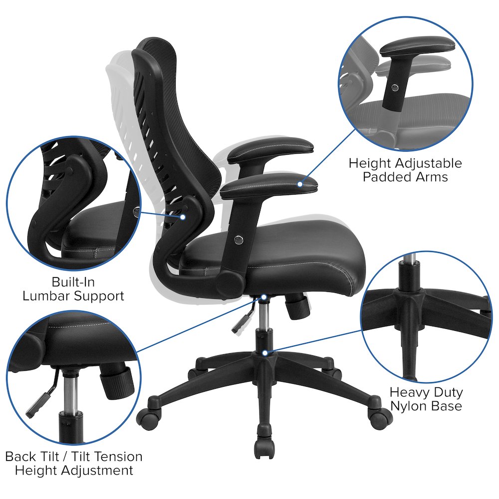 High Back Designer Black Mesh Executive Swivel Office Chair. Picture 6
