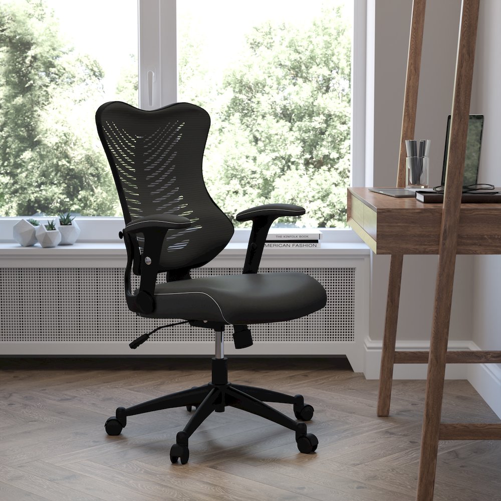 High Back Designer Black Mesh Executive Swivel Office Chair. Picture 2