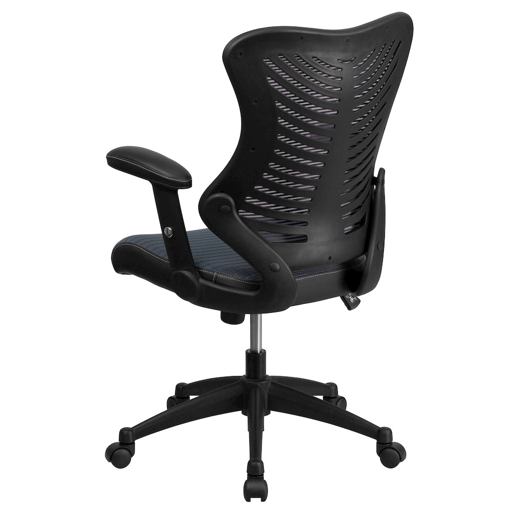 High Back Designer Gray Mesh Executive Swivel Office Chair with Adjustable Arms. Picture 7