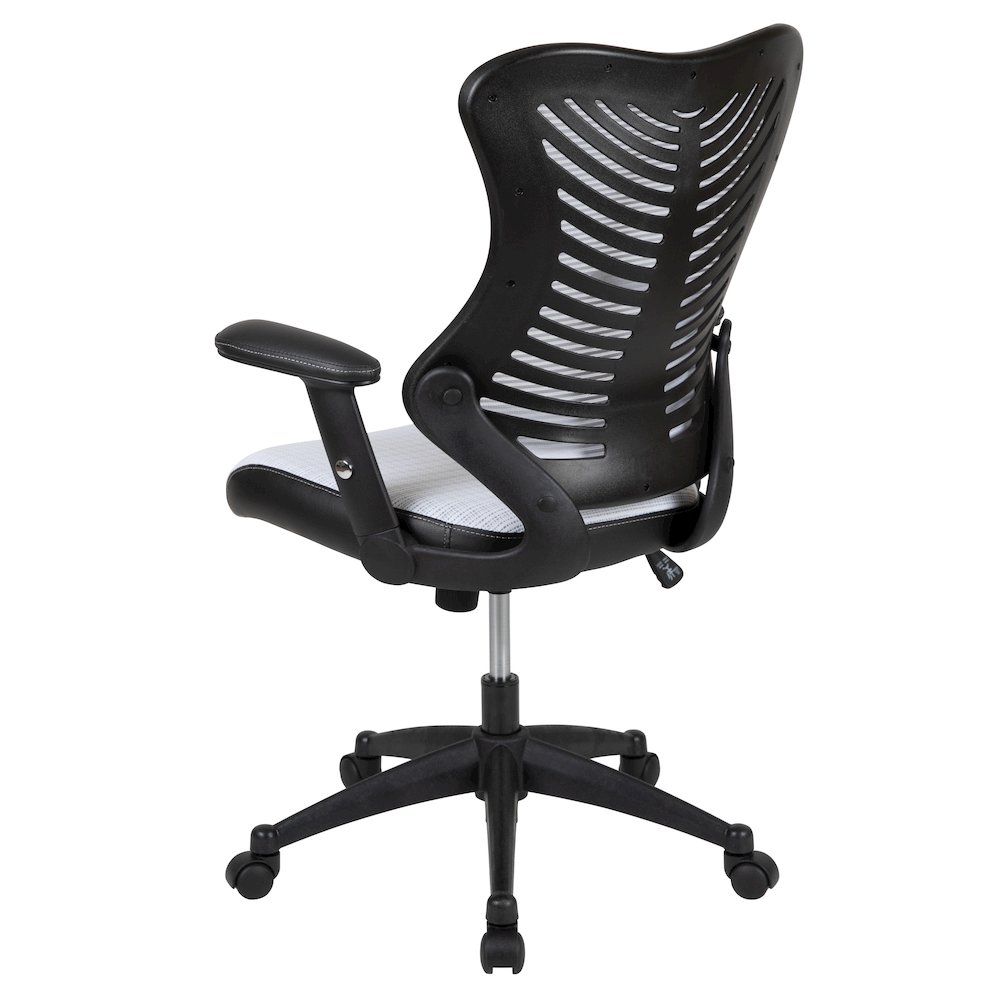 High Back Designer White Mesh Executive Swivel Office Chair with Adjustable Arms. Picture 8