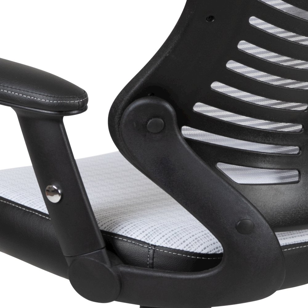 High Back Designer White Mesh Executive Swivel Office Chair with Adjustable Arms. Picture 14