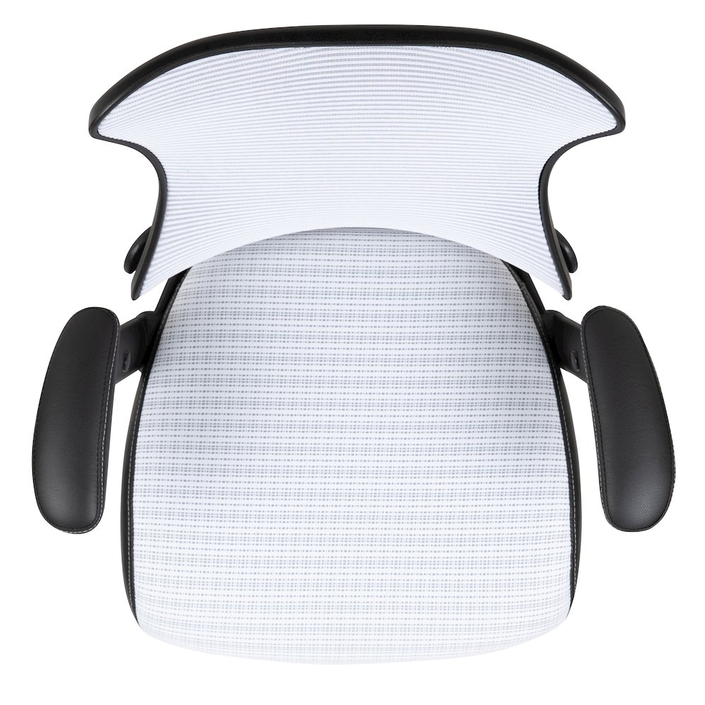 High Back Designer White Mesh Executive Swivel Office Chair with Adjustable Arms. Picture 12