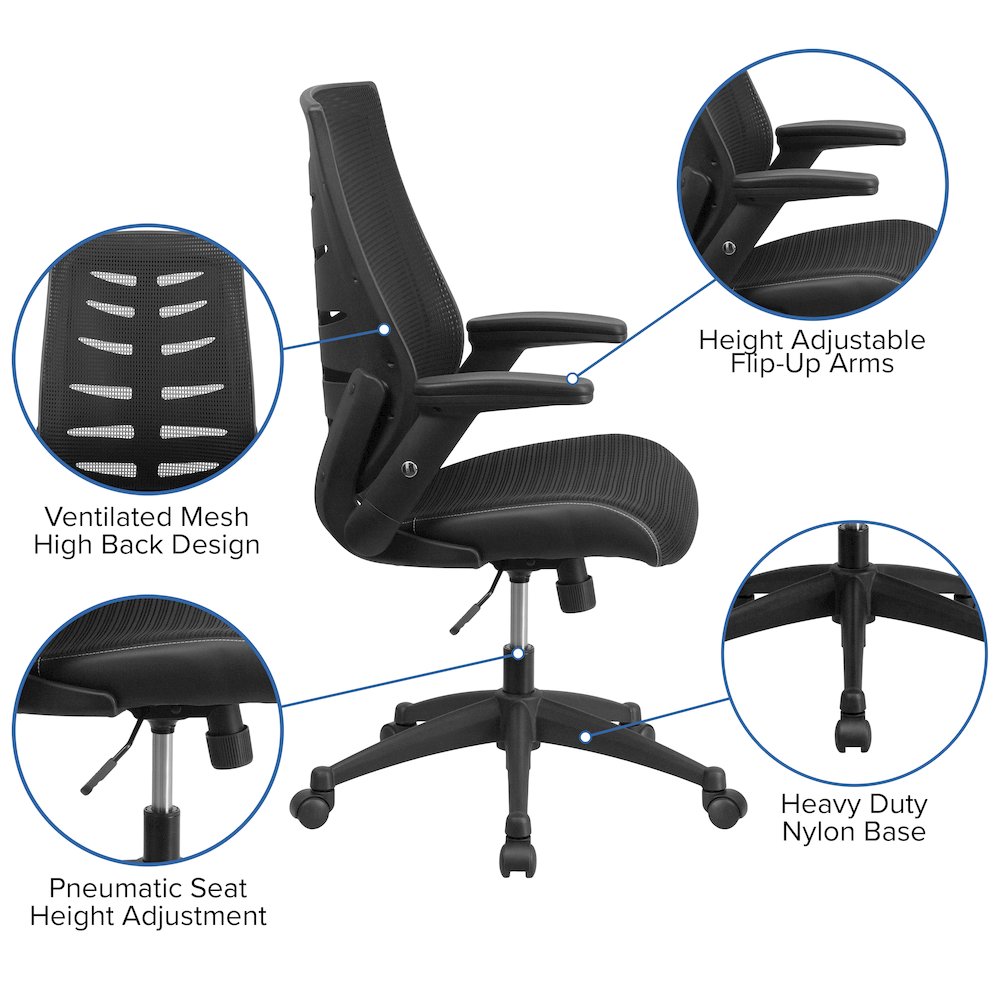 High Back Designer Black Mesh Executive Swivel Office Chair. Picture 5