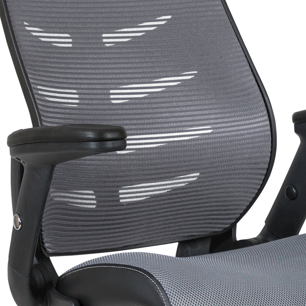 High Back Dark Gray Mesh Spine-Back Drafting Chair. Picture 8