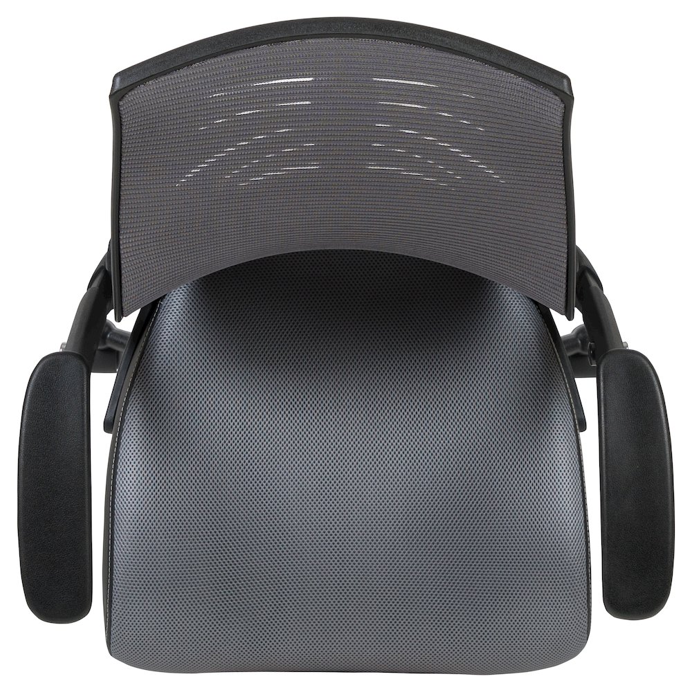 High Back Dark Gray Mesh Spine-Back Drafting Chair. Picture 11