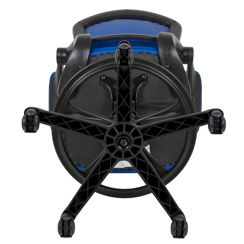 Mid-Back Blue Mesh Drafting Chair with Adjustable Foot Ring and Flip-Up Arms. Picture 15