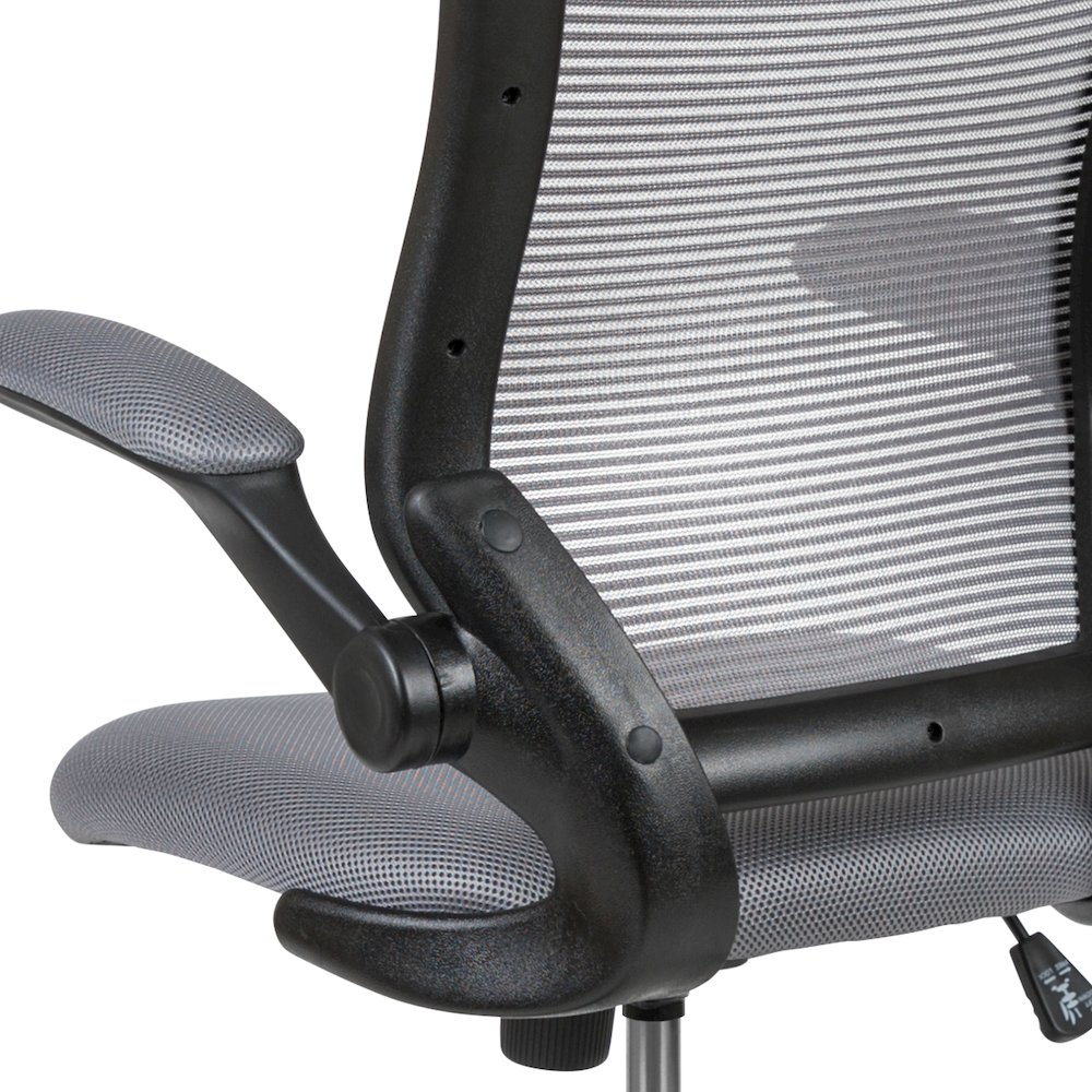 Mid-Back Dark Gray Mesh Drafting Chair with Adjustable Foot Ring. Picture 11