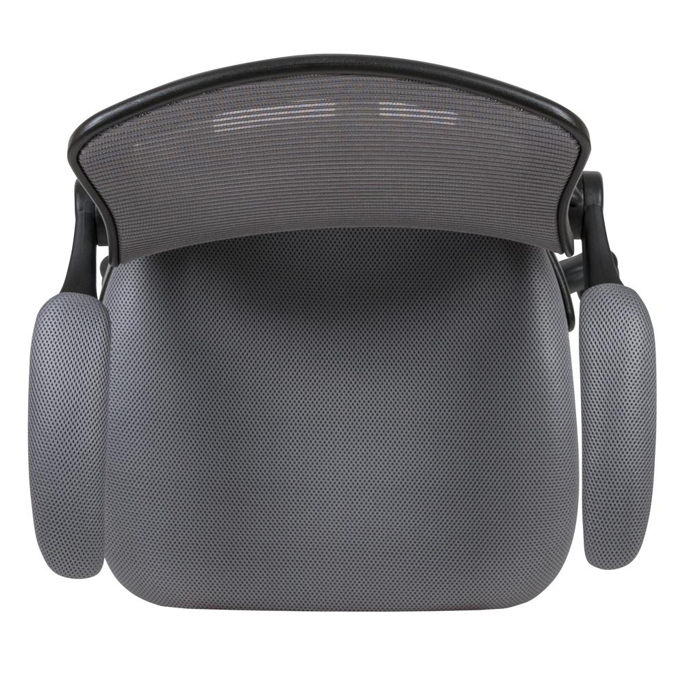 Mid-Back Dark Gray Mesh Ergonomic Drafting Chair with Adjustable Foot Ring and Flip-Up Arms. Picture 9