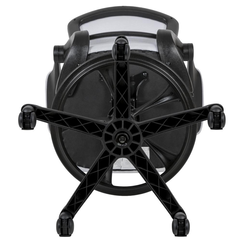 Mid-Back White Mesh Ergonomic Drafting Chair with Adjustable Foot Ring and Flip-Up Arms. Picture 10
