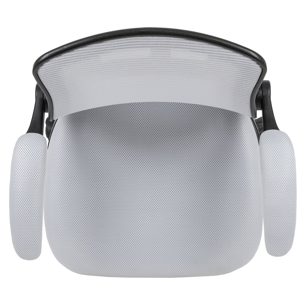 Mid-Back White Mesh Drafting Chair with Adjustable Foot Ring and Flip-Up Arms. Picture 14