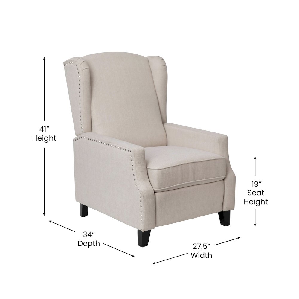 Traditional Slim Push Back Recliner Chair. Picture 5