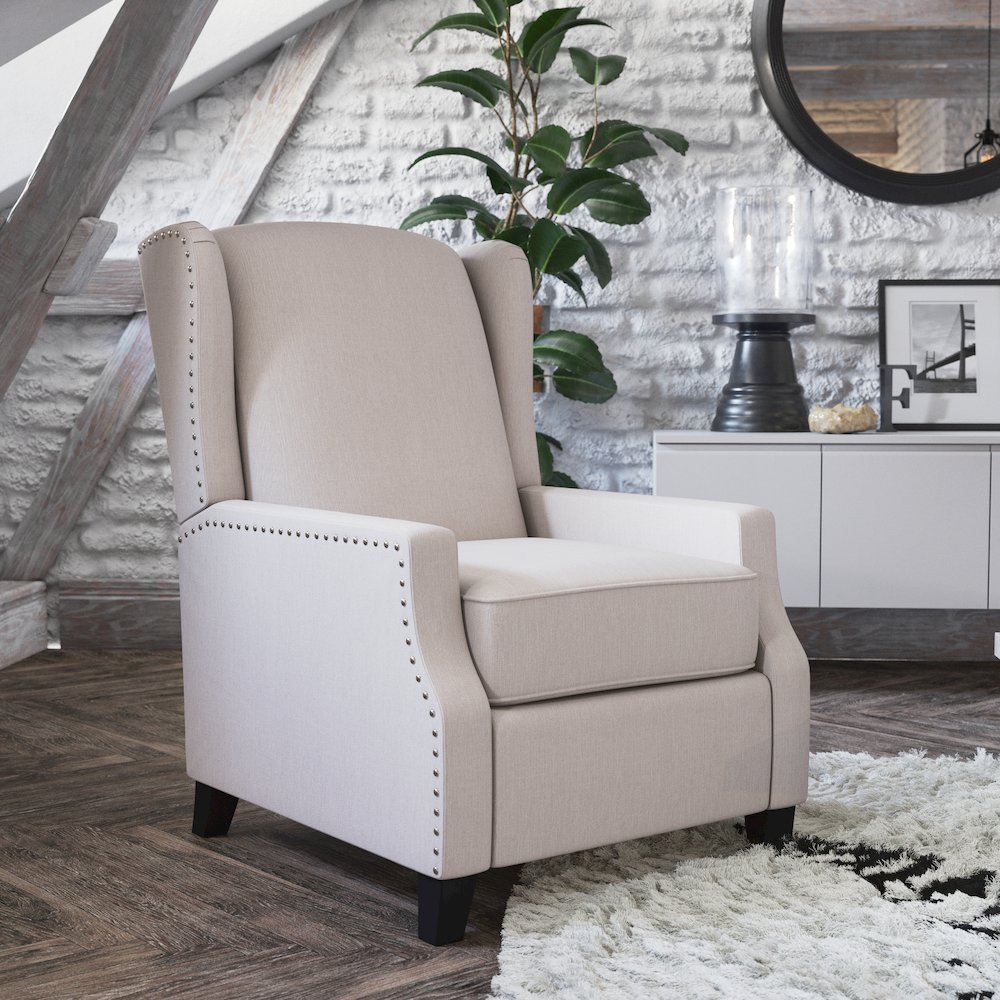 Traditional Slim Push Back Recliner Chair. Picture 2