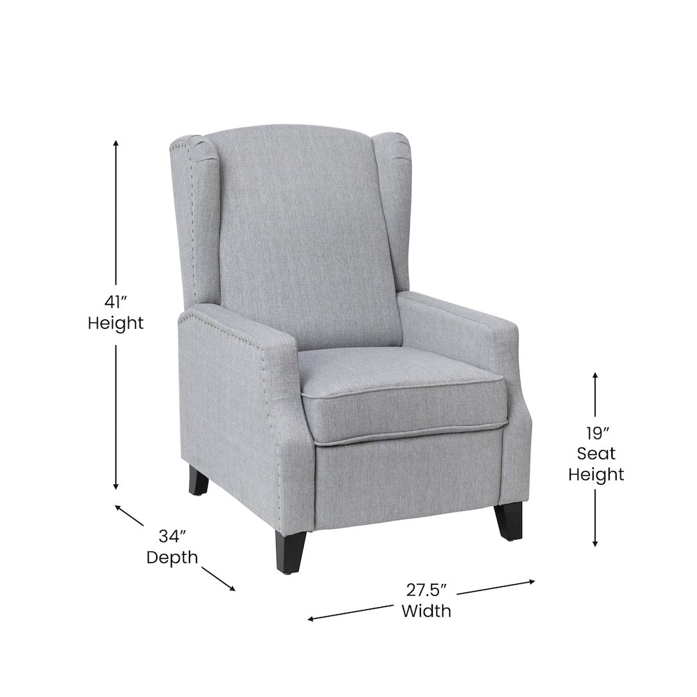 Traditional Slim Push Back Recliner Chair. Picture 5