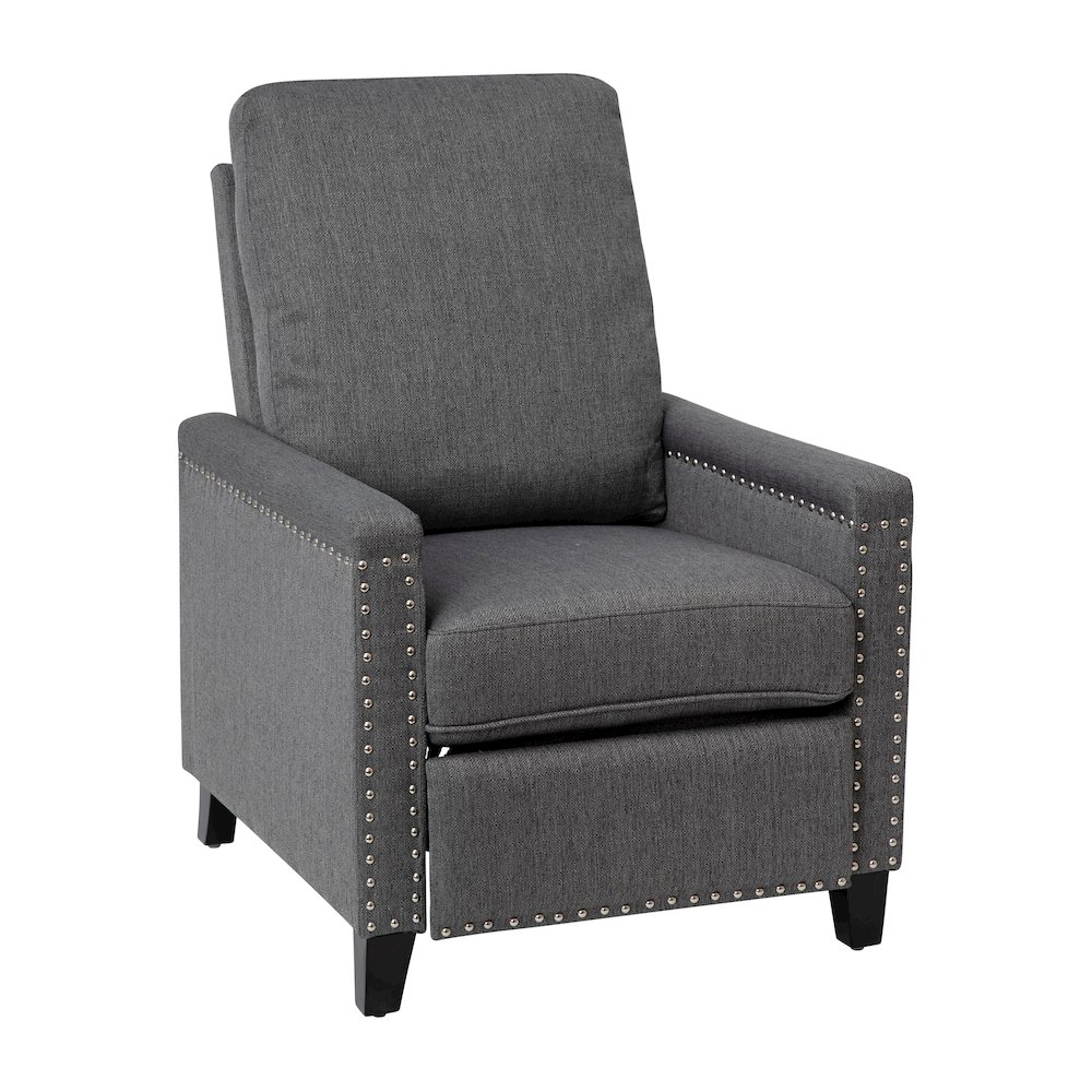 Push Back Recliner Chair - Pillow Back Recliner - Gray Fabric Upholstery. Picture 1