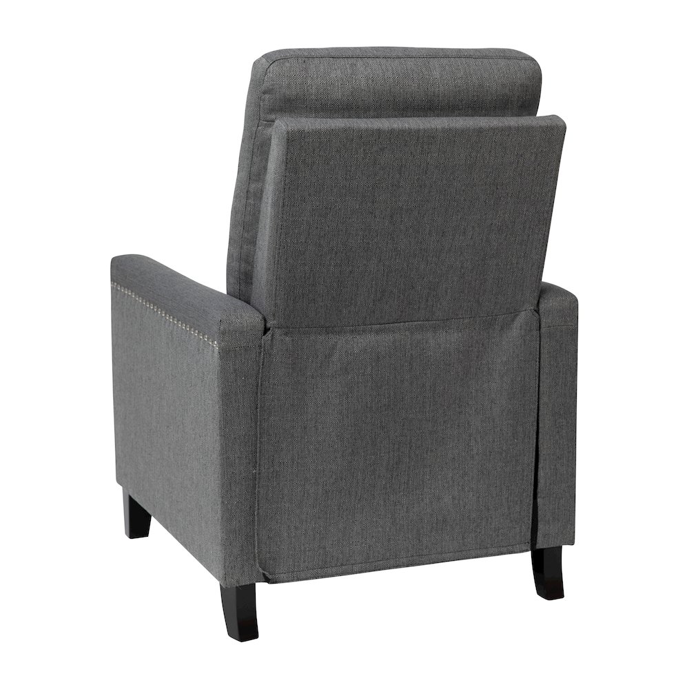 Push Back Recliner Chair - Pillow Back Recliner - Gray Fabric Upholstery. Picture 6