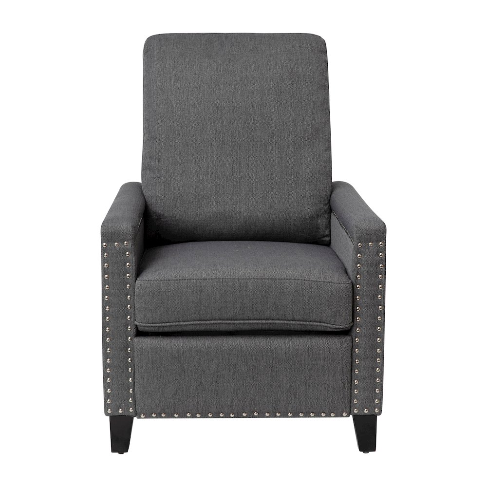 Push Back Recliner Chair - Pillow Back Recliner - Gray Fabric Upholstery. Picture 9