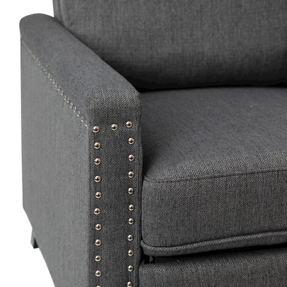 Push Back Recliner Chair - Pillow Back Recliner - Gray Fabric Upholstery. Picture 10