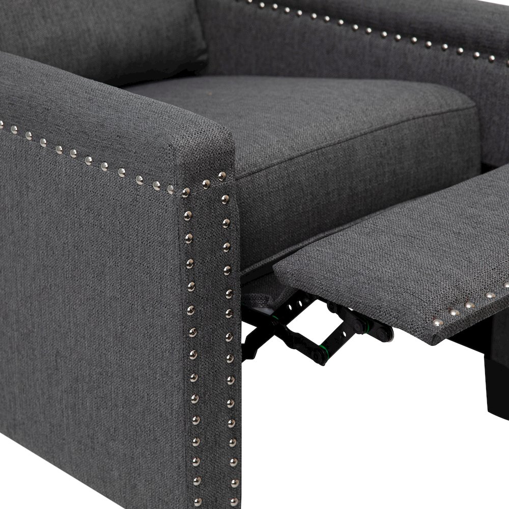 Push Back Recliner Chair - Pillow Back Recliner - Gray Fabric Upholstery. Picture 13