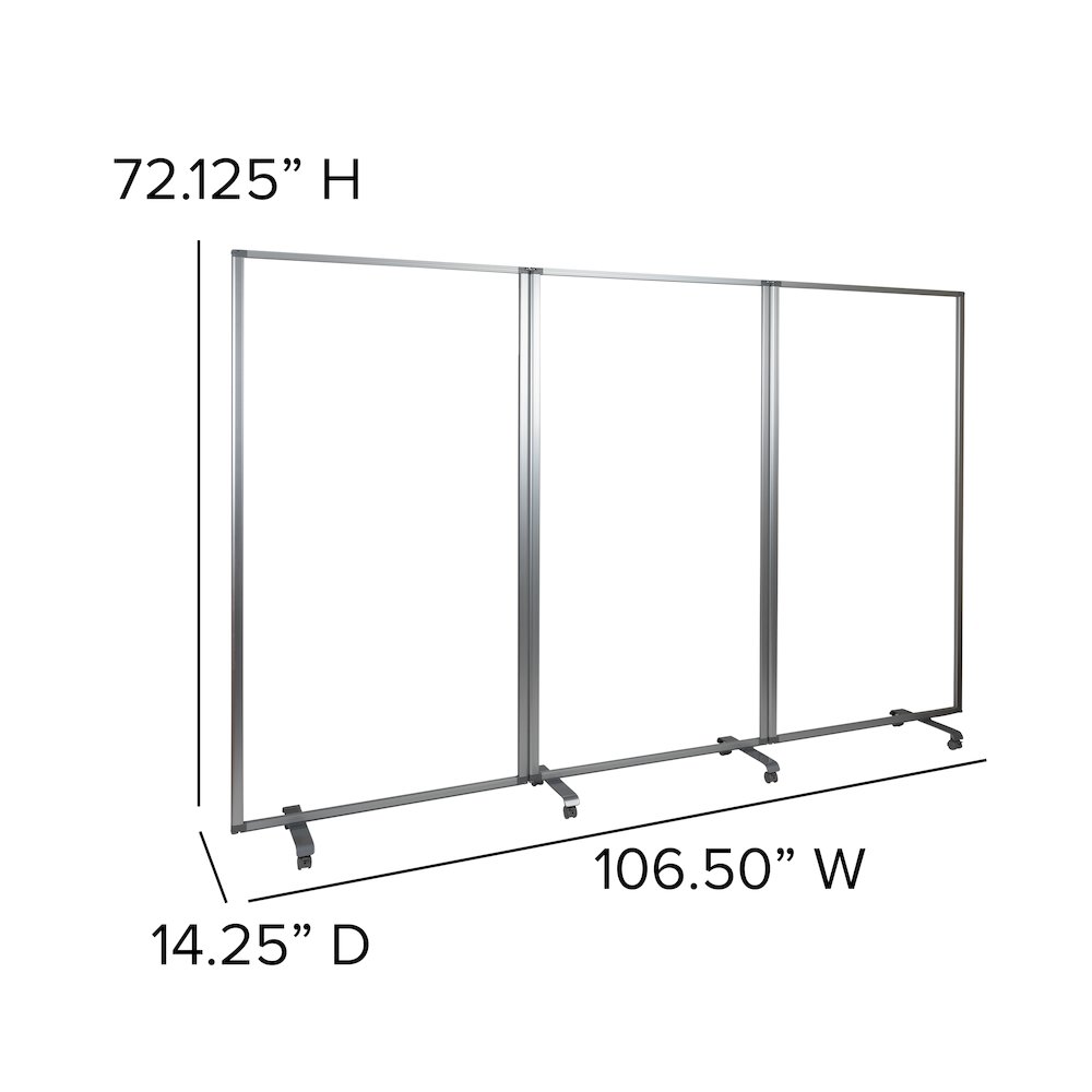 Acrylic Mobile Partition with Lockable Casters, 72"H x 36"L. Picture 6