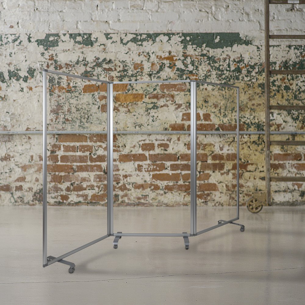 Acrylic Mobile Partition with Lockable Casters, 72"H x 36"L. Picture 2