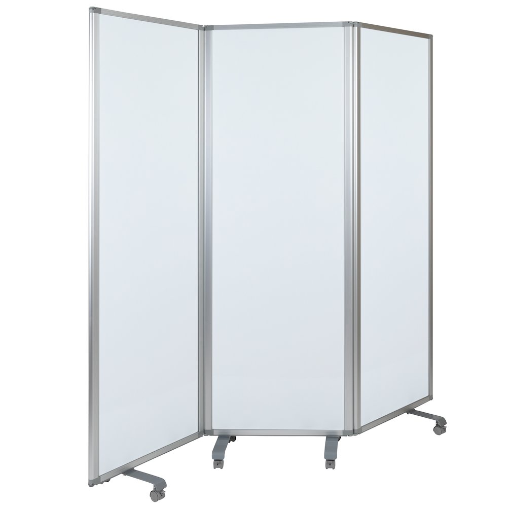 Mobile Magnetic Whiteboard Partition with Lockable Casters, 72"H x 24"W. Picture 1