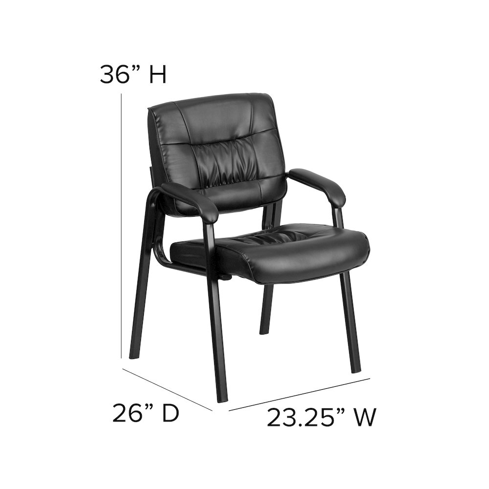Black Executive Side Reception Chair with Titanium Gray Powder Coated Frame. Picture 6
