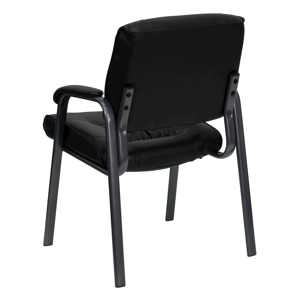 Black Executive Side Reception Chair with Titanium Gray Powder Coated Frame. Picture 7