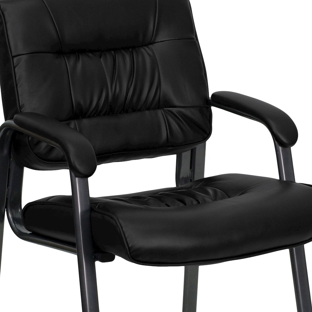 Black Executive Side Reception Chair with Titanium Gray Powder Coated Frame. Picture 8