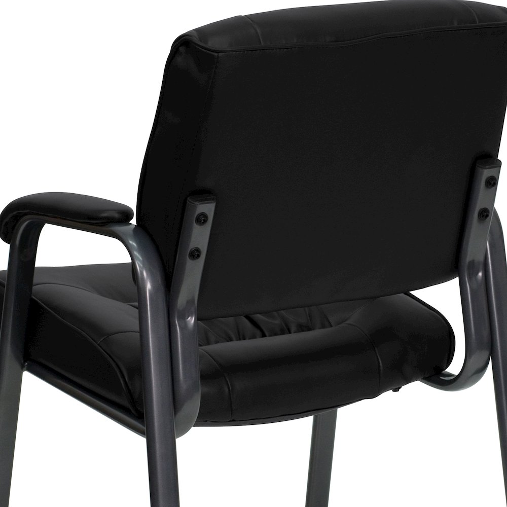 Black Executive Side Reception Chair with Titanium Gray Powder Coated Frame. Picture 11