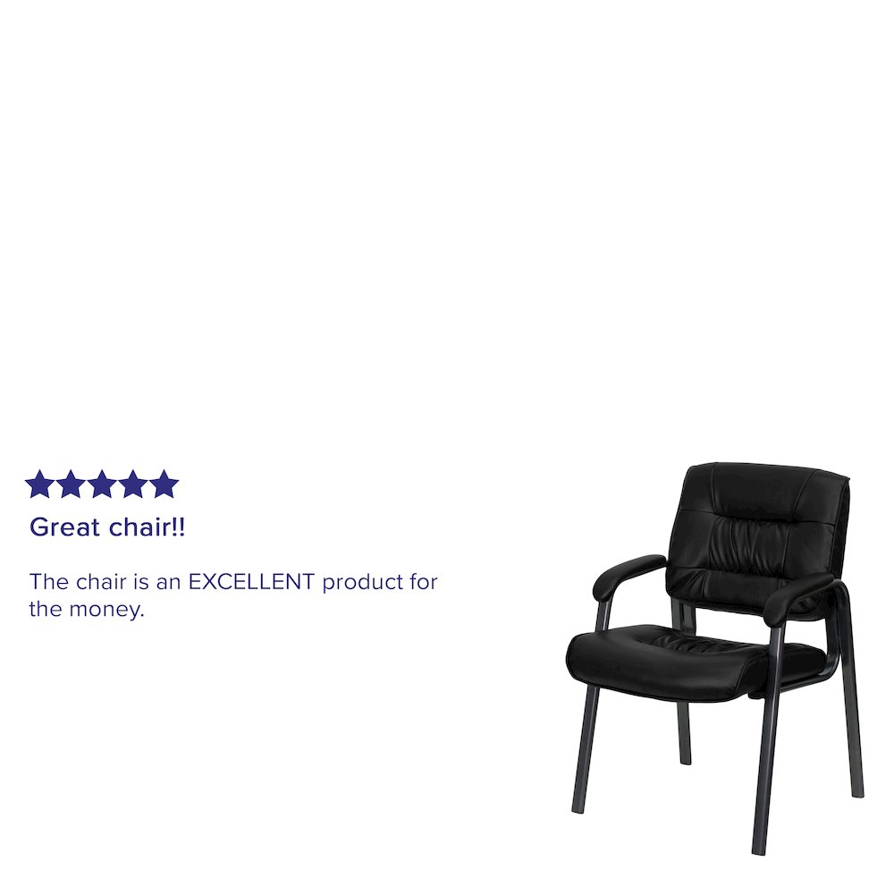 Black Executive Side Reception Chair with Titanium Gray Powder Coated Frame. Picture 4