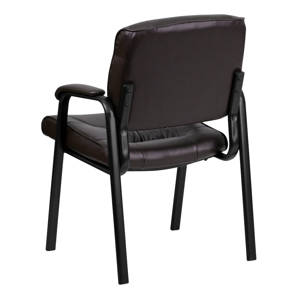 Brown LeatherSoft Executive Side Reception Chair with Black Metal Frame. Picture 7