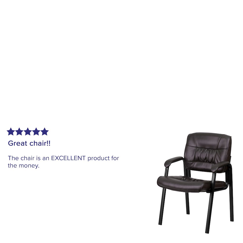Brown LeatherSoft Executive Side Reception Chair with Black Metal Frame. Picture 4