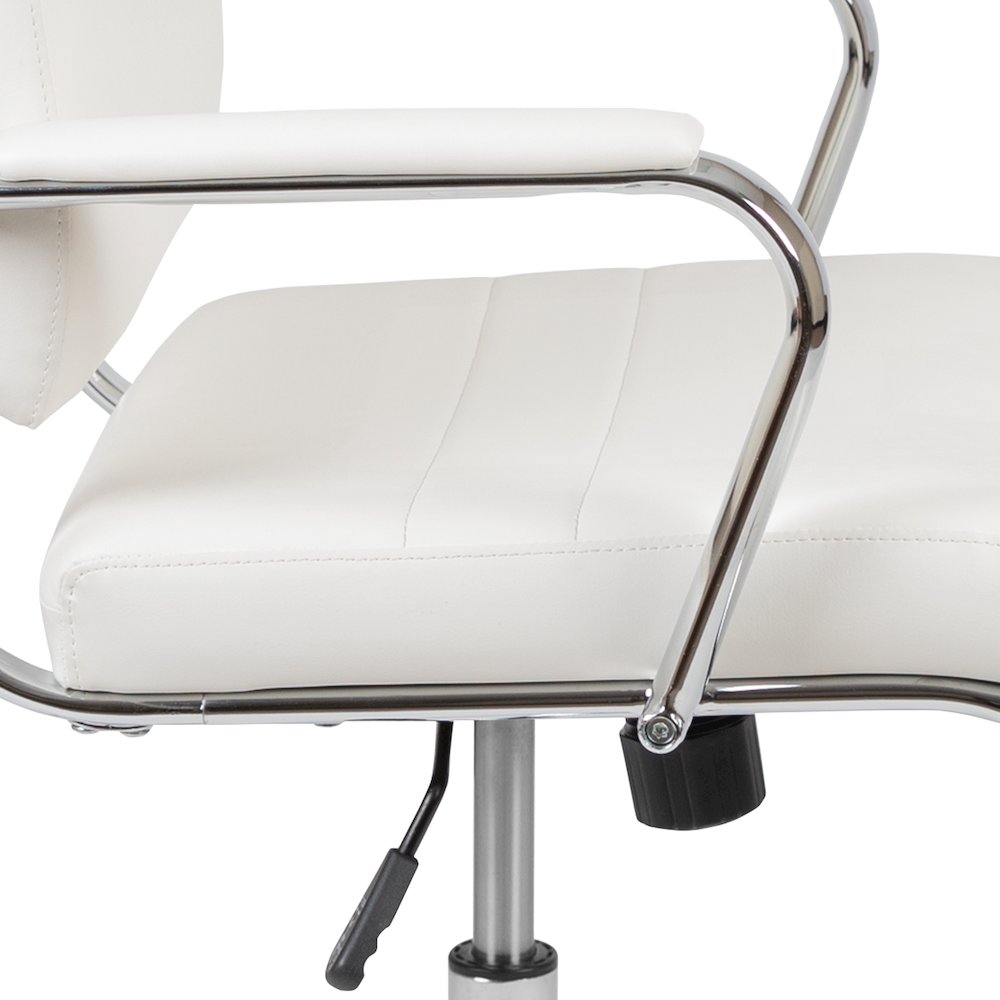 Mid-Back White LeatherSoft Contemporary Panel Executive Swivel Office Chair. Picture 7