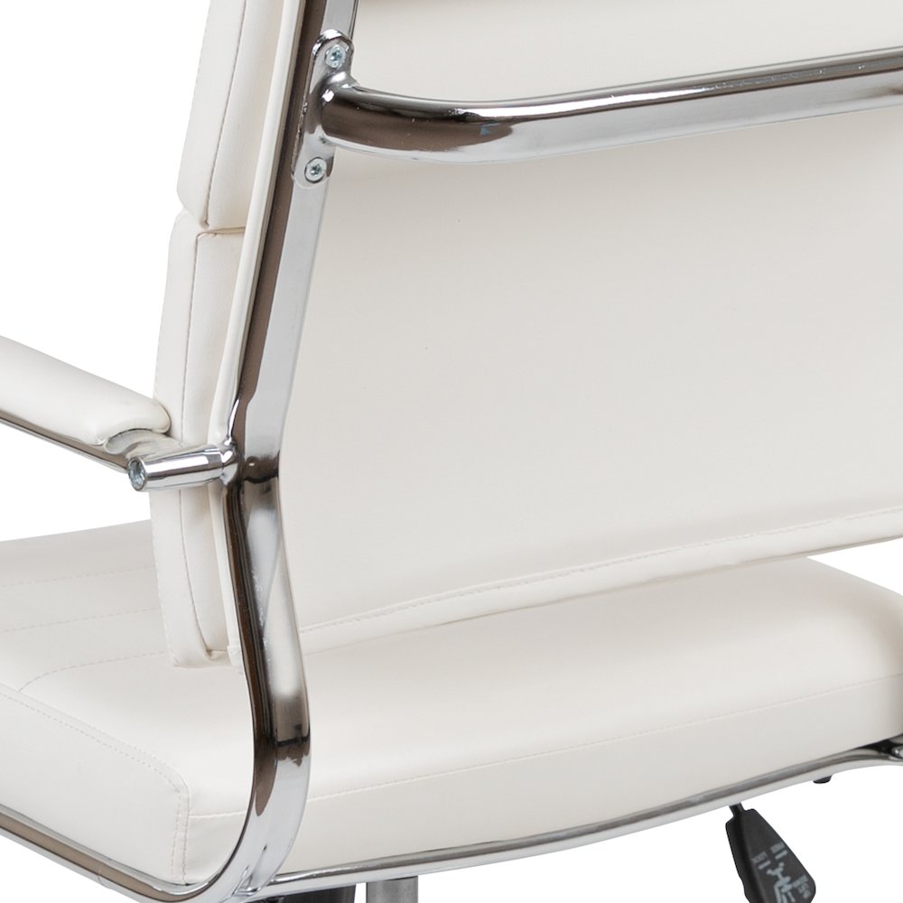 Mid-Back White LeatherSoft Contemporary Panel Executive Swivel Office Chair. Picture 8