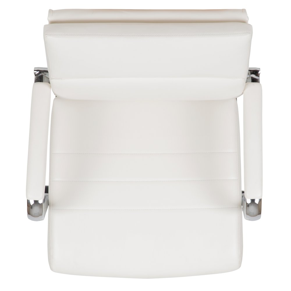 Mid-Back White LeatherSoft Contemporary Panel Executive Swivel Office Chair. Picture 9