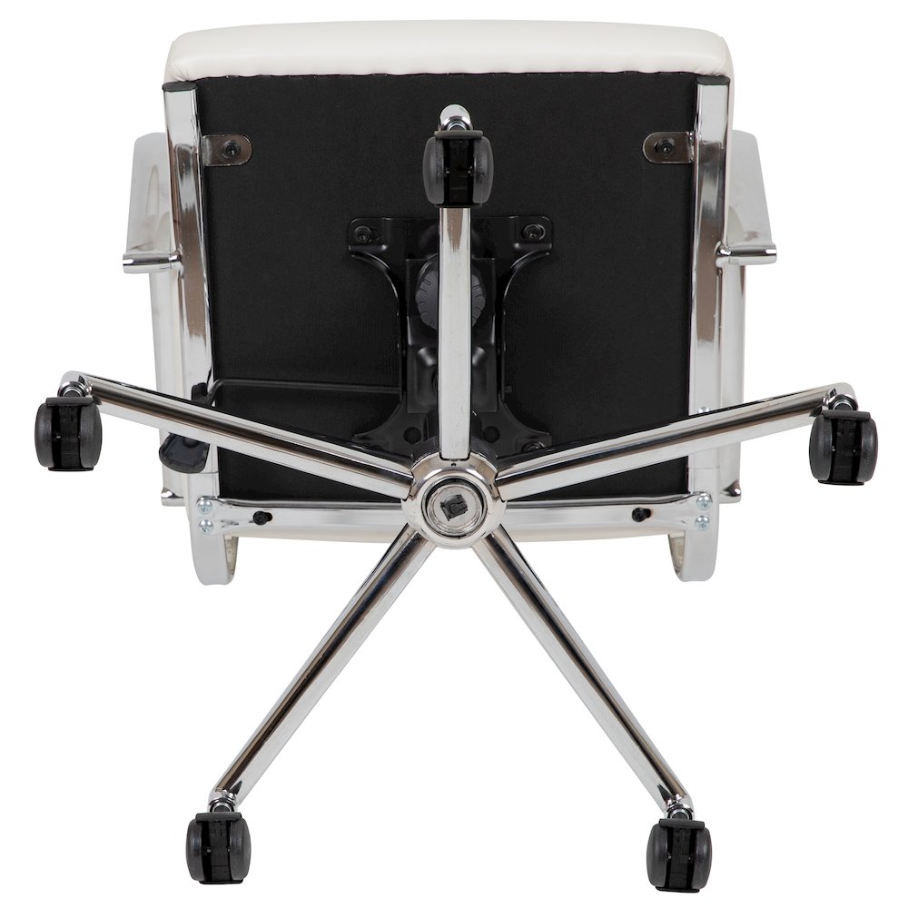 Mid-Back White LeatherSoft Contemporary Panel Executive Swivel Office Chair. Picture 10