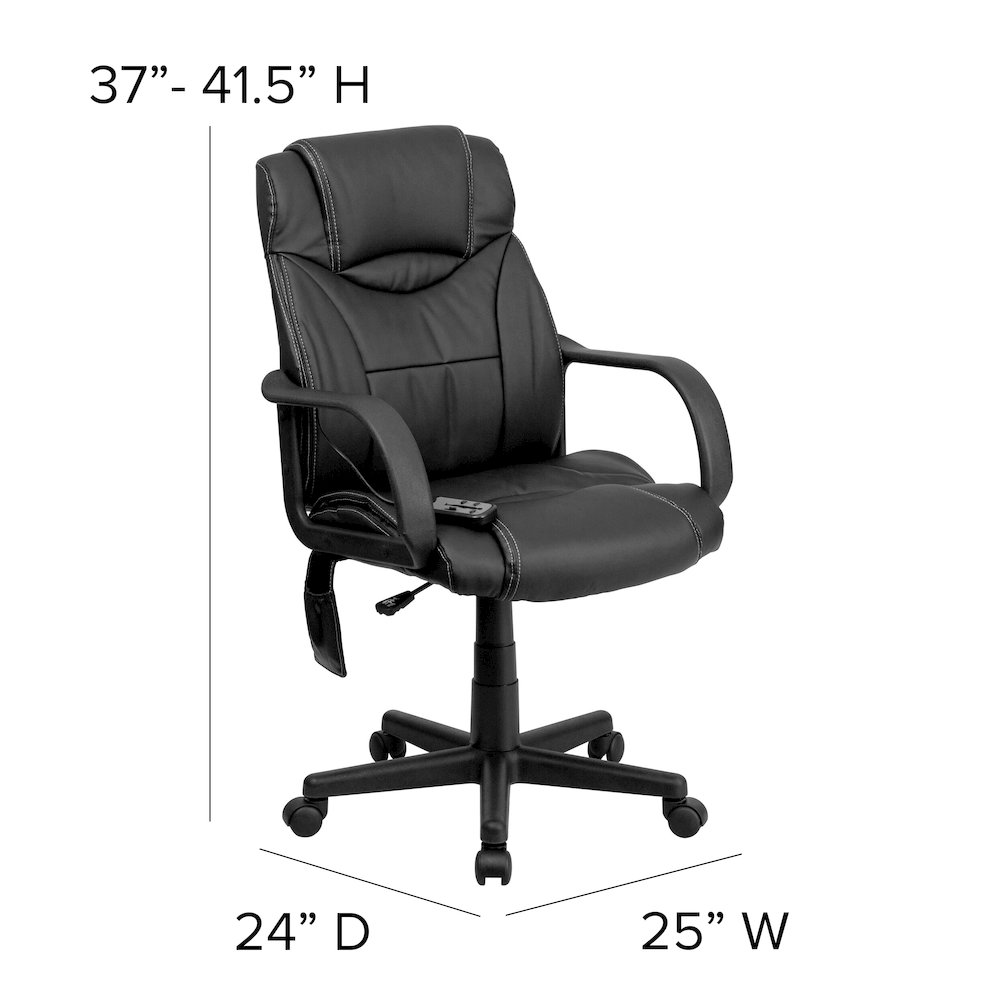 Mid-Back Ergonomic Massaging Black Executive Swivel Office Chair with Arms. Picture 7