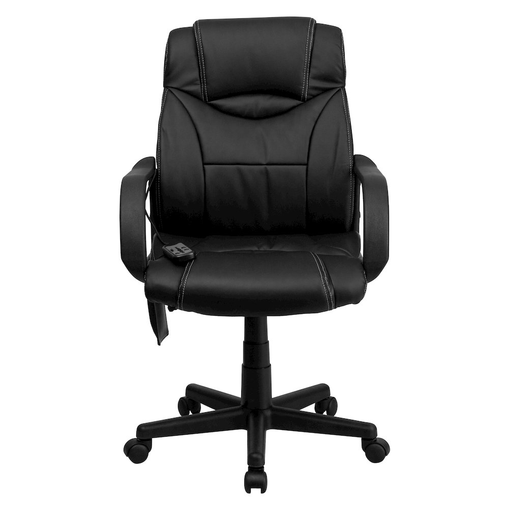 Mid-Back Ergonomic Massaging Black Executive Swivel Office Chair with Arms. Picture 11
