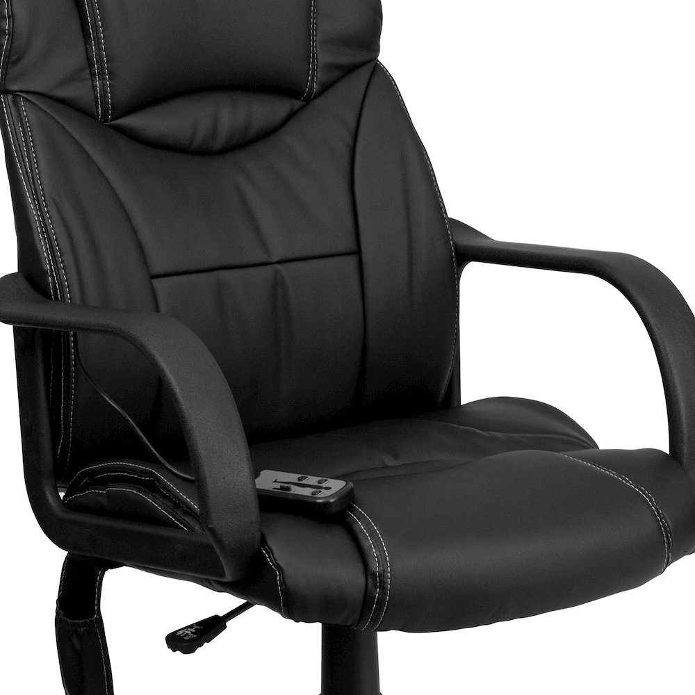 Mid-Back Ergonomic Massaging Black Executive Swivel Office Chair with Arms. Picture 9