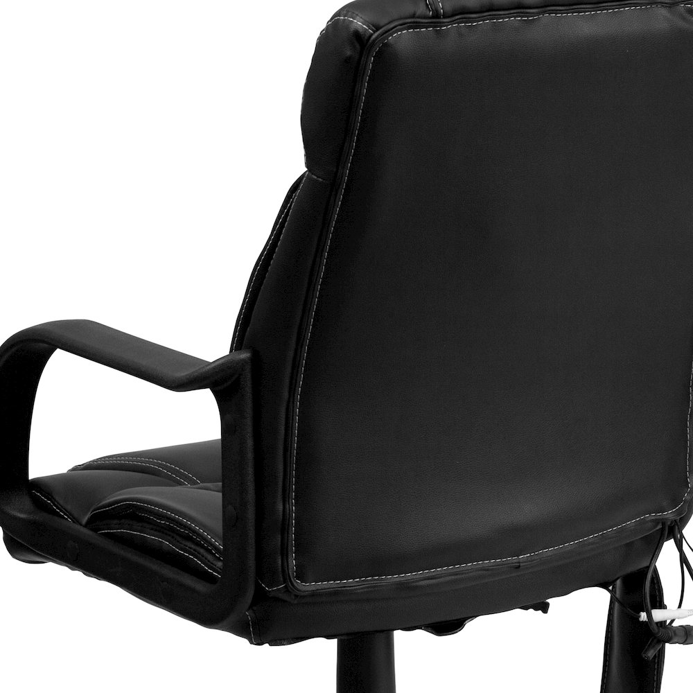 Mid-Back Ergonomic Massaging Black Executive Swivel Office Chair with Arms. Picture 12