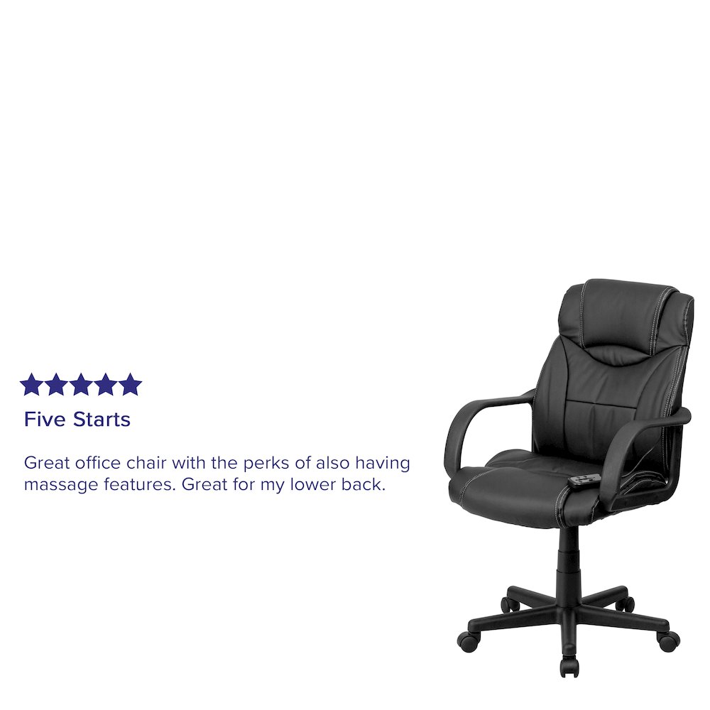 Mid-Back Ergonomic Massaging Black Executive Swivel Office Chair with Arms. Picture 5