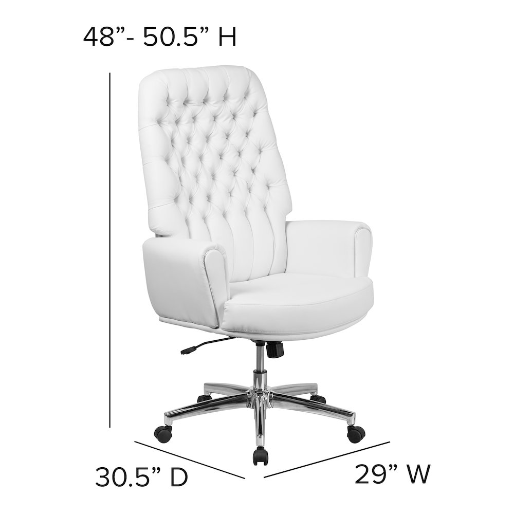 High Back White LeatherSoft Executive Swivel Office Chair with Arms. Picture 7
