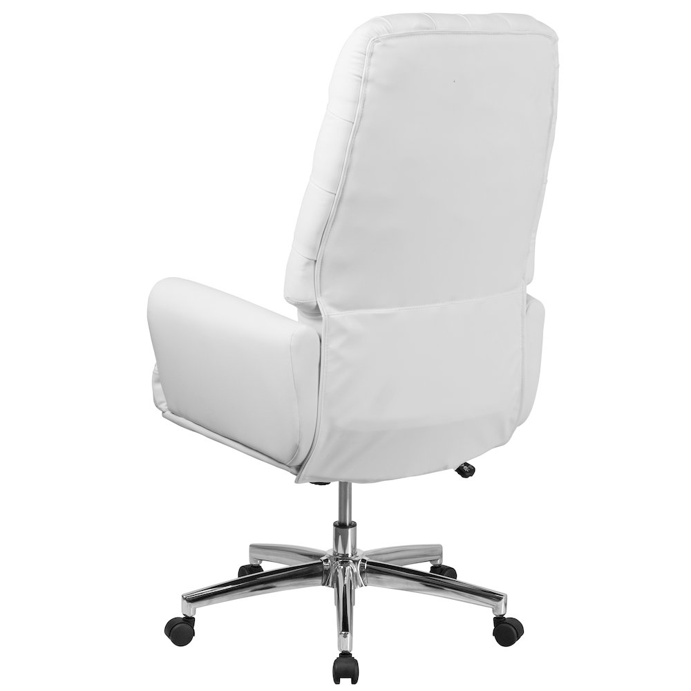 High Back White LeatherSoft Executive Swivel Office Chair with Arms. Picture 8