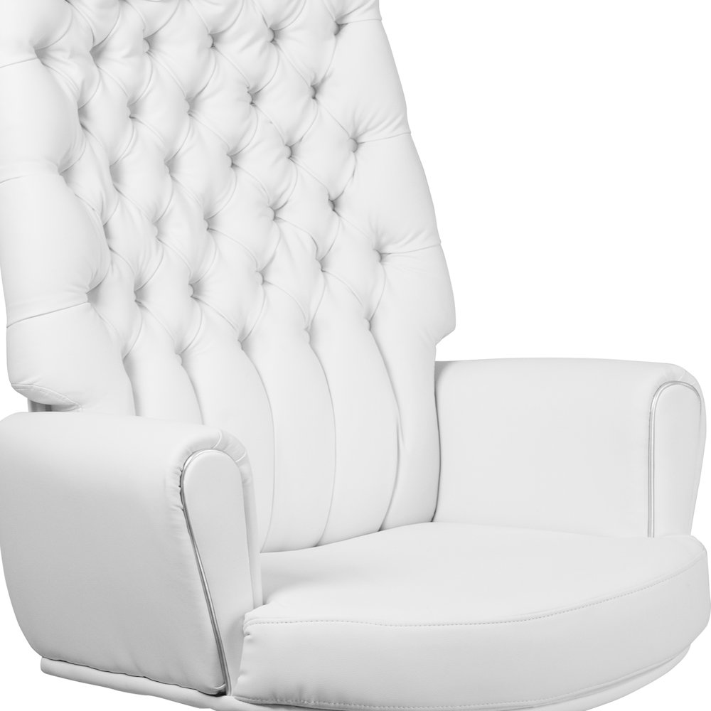 High Back White LeatherSoft Executive Swivel Office Chair with Arms. Picture 9