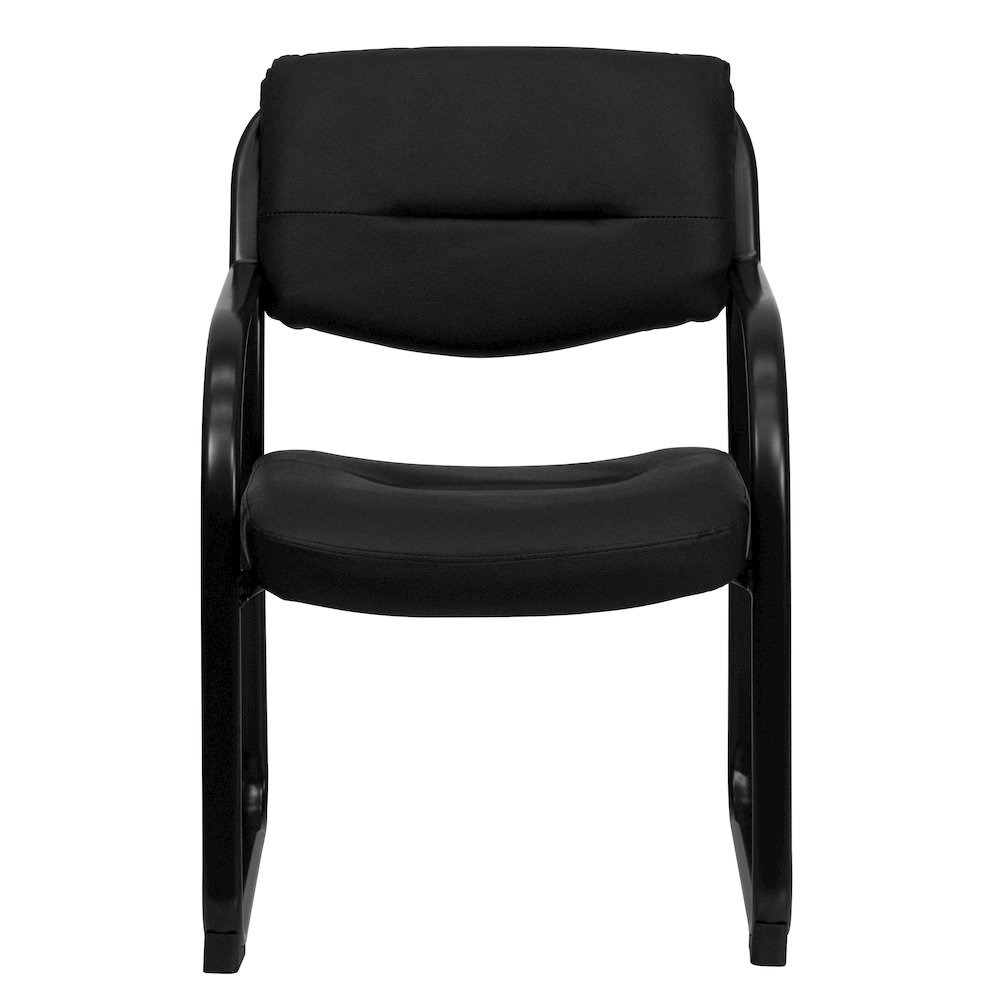 Black LeatherSoft Executive Side Reception Chair with Sled Base. Picture 10
