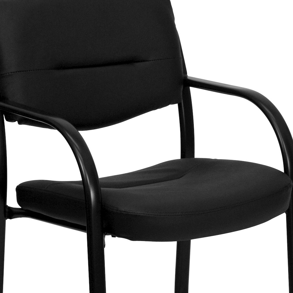 Black LeatherSoft Executive Side Reception Chair with Sled Base. Picture 8