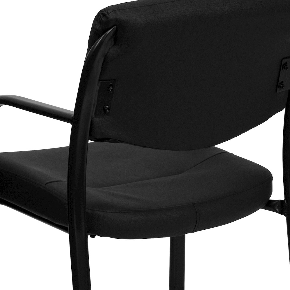 Black LeatherSoft Executive Side Reception Chair with Sled Base. Picture 11