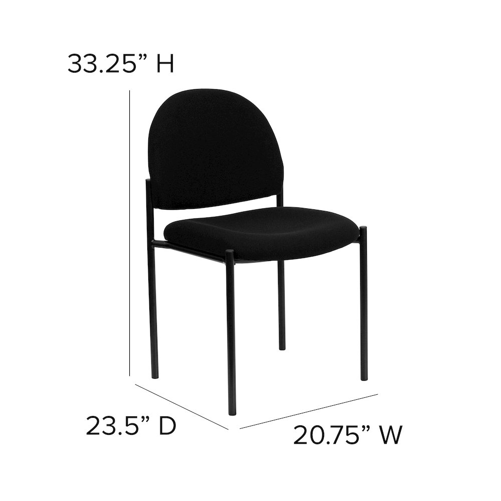 Comfort Black Fabric Stackable Steel Side Reception Chair. Picture 6