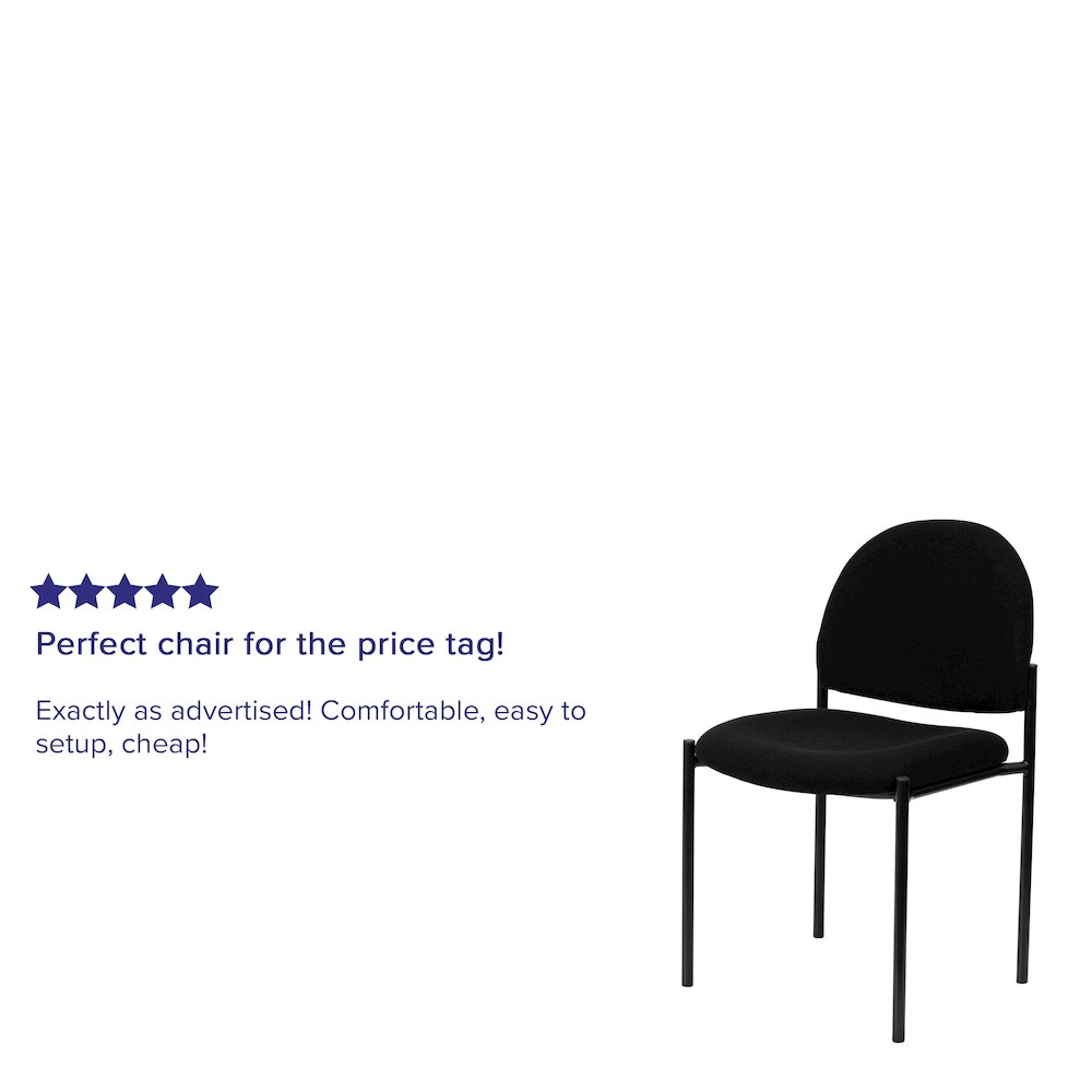 Comfort Black Fabric Stackable Steel Side Reception Chair. Picture 4