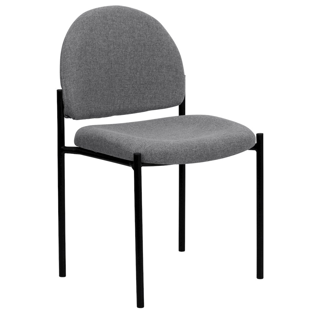 Comfort Gray Fabric Stackable Steel Side Reception Chair. Picture 1